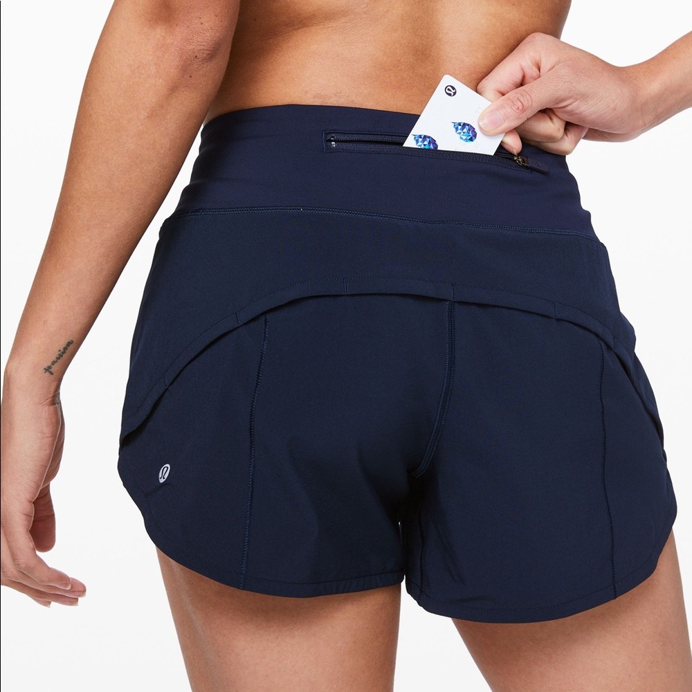 Dark navy Lululemon speed shorts size 8